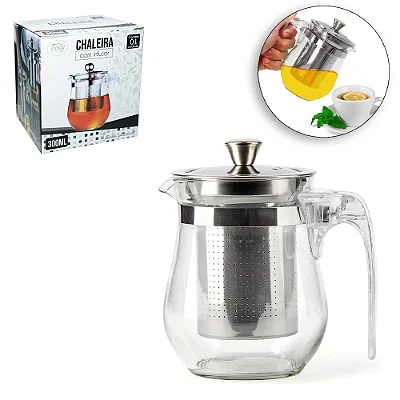 Chaleira de Vidro Com Infusor de Inox 300 ml