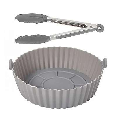 Forma de Silicone Redonda para Air Fryer  com Pegador