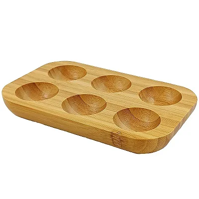 Bandeja Porta Ovos de Bambu 6 Unidades