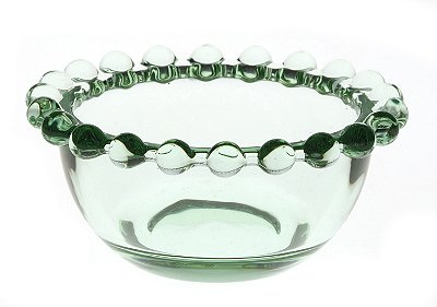 Bowl Decorativo Borda de Bolinhas Vidro Clear Pequeno Verde 8,7cm