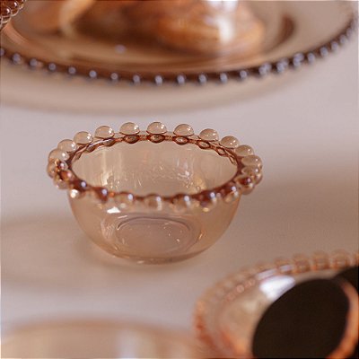 Bowl de Vidro com Borda de Bolinha Pearl Âmbar 8,7 cm
