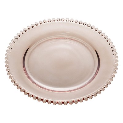 Prato de Vidro para Jantar com Borda de Bolinha Pearl Fumê 28 cm