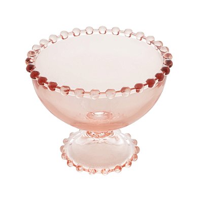 Conjunto de 6 Taças de Sobremesa com Borda de Bolinha Pearl Rosa