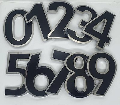 Algarismo de 12 cm Inox com Preto