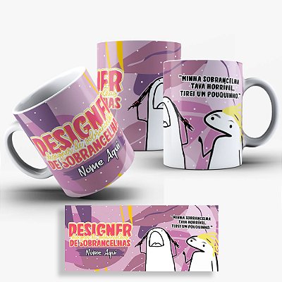 Caneca Flork Profissões - Designer de Sobrancelhas - Nome Personalizado