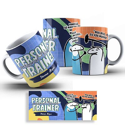Caneca Flork Profissões - Personal Trainer - Nome Personalizado