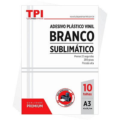 Adesivo Sublimático Branco | Pct c/10 fls