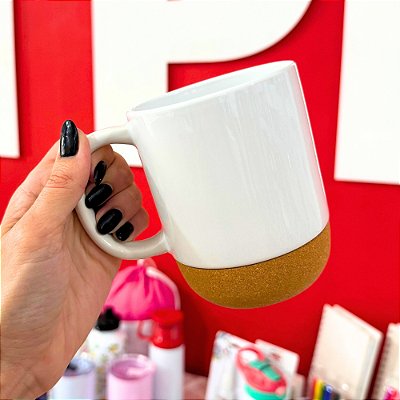 Caneca com Base Cortiça para Sublimação 400ml - LIVE