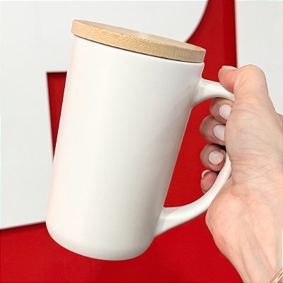 Caneca Breeze 470ml com Tampa de Bambu – Alta Capacidade e Estilo para Personalização