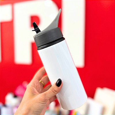 Garrafa de Alumínio Branco com Alça 600ml | JOJO - Ref. 2234