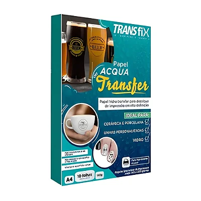 Papel Transfer Para Porcelana Vidro Acqua Transfer 5 Folhas Cor Branco - Branco