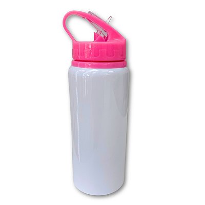 Squeeze de Alumínio Branco com Tampa Rosa 600ml Mecolour - B239