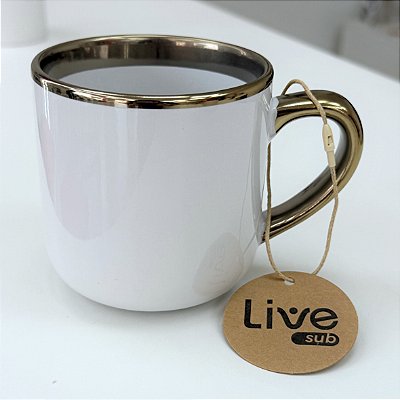 Caneca Imperial 400ml com Borda e Alça Ouro – LiveSub