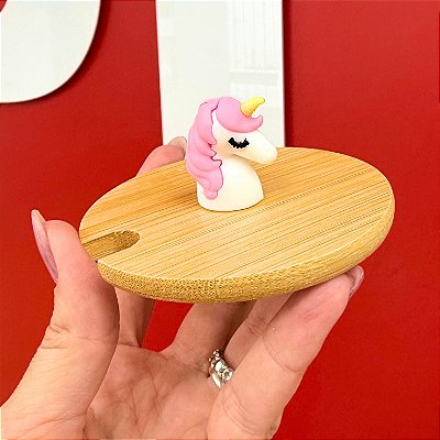 Tampa Bambu para Canecas Puxador Unicórnio