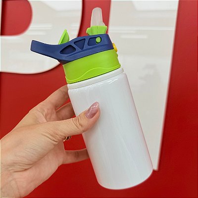 Squeeze Garrafa Alumínio Kids Azul e Verde - Metalnox - Ref. 57121