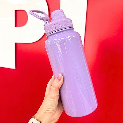 Garrafa Inox Térmica Lilás Tampa Emborrachada 900ml - Metalnox - Ref. 57034