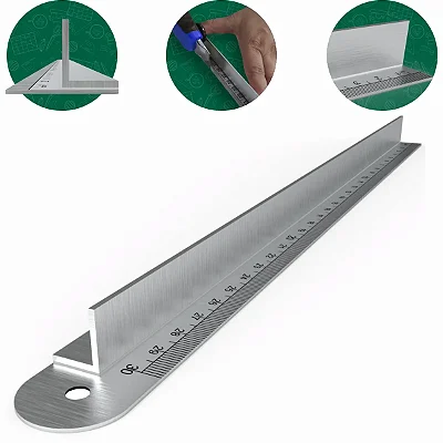 Régua de Metal 30cm com Proteção para Dedos – Precisão e Segurança no Corte