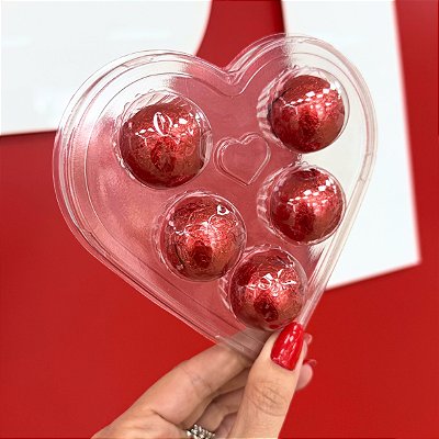 Embalagem Coração para 5 Bombons - Pacote com 5 unidades