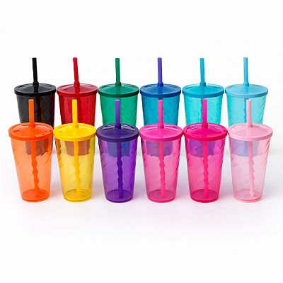 Copo Twister 500ml Translúcido Colorido