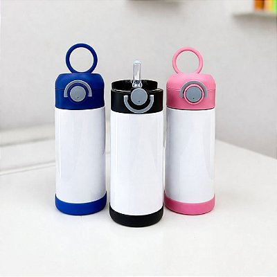 Garrafa Térmica Aço Inox 350ml JKB – Tampa Automática com Bico e Base em Silicone