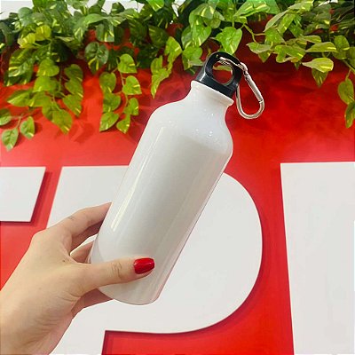 Garrafa de Alumínio Branco com Mosquetão 500ml | JOJO - 2211
