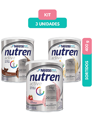 Kit Nutren Active 400g 3 unidades Sabores Sortidos
