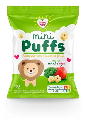Mini Puffs Brócolis e Maçã - caixa com 6un