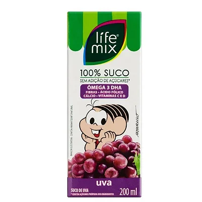 Suco Uva Turma da Mônica Life Mix 200mL - caixa com 10un