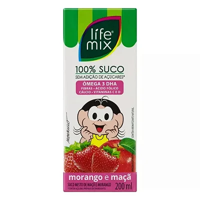 Suco Morango Turma da Mônica Life Mix 200mL - caixa com 10un