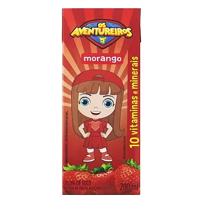 Suco Morango Aventureiros 200mL - caixa com 10un