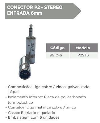 Conector P2 - Stereo Entrada 6mm