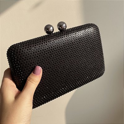 Clutch Luxo Retangular Preta