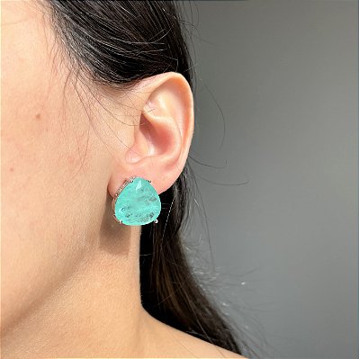 Brinco Triângulo Turmalina Fusion Banhado a Ródio Branco