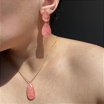 Conjunto Gota Coral Fusion Banhado a Ouro