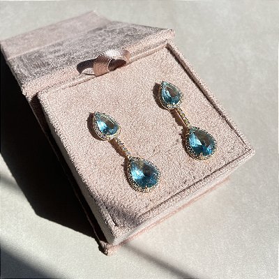 Brinco Duas Gotas Acqua Banhado a Ouro