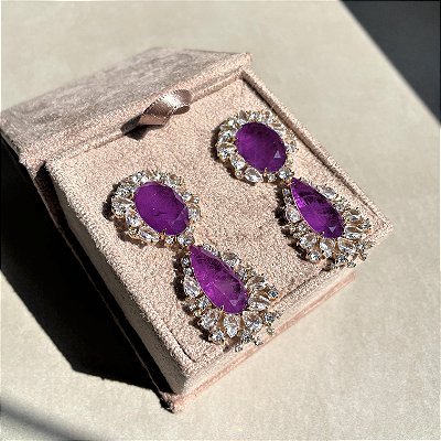 Brinco Luxo Ultraviolet Fusion Banhado a Ouro