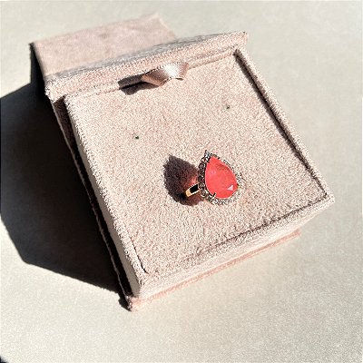 Anel Gota Tangerina Fusion Banhado a Ouro Aro 18