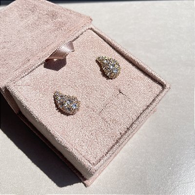 Brinco Mini Bold Cravejado Banhado a Ouro