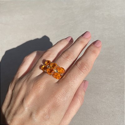 Anel Gotas Laranja Banhado a Ouro - Aro 17