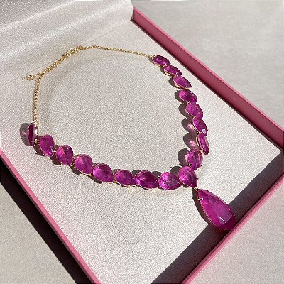 Colar Luxo Riviera Pink Banhado a Ouro