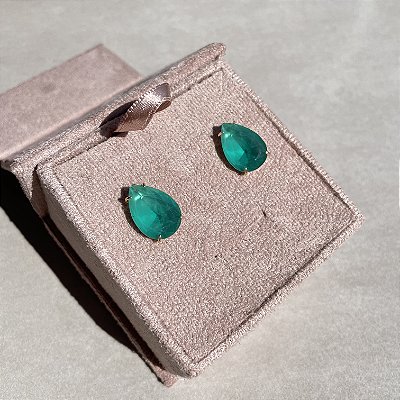 Brinco Gota Solitário Turmalina Leitosa Banhado a Ouro