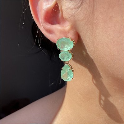 Brinco Geométrico Greenery Fusion Banhado a Ouro