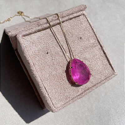 Colar Gota Tam G Pink Fusion Banhado a Ouro