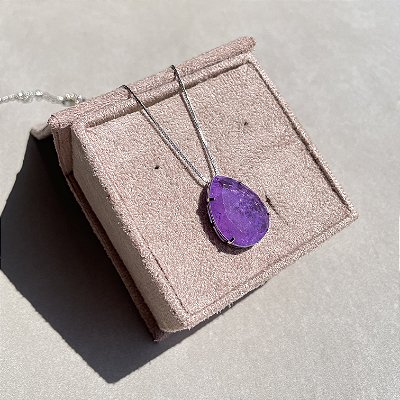 Colar Gota Tam G Ultraviolet Fusion Banhado a Ródio Branco