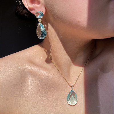 Conjunto Gota Acqua Banhado a Ouro