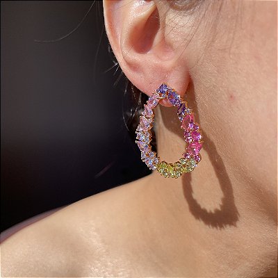 Brinco Vazado Colors Banhado a Ouro