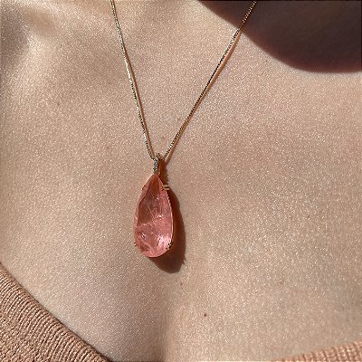 Colar Gota Coral Fusion Banhado a Ouro