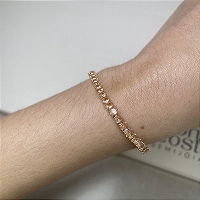 Pulseira Riviera 3 Garras Morganita Banhado a Ouro