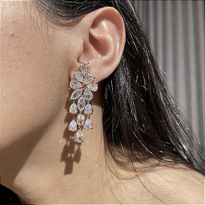Brinco Gotas Cristal Banhado a Ouro