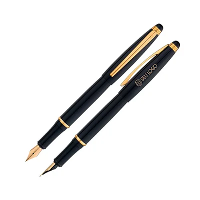 Caneta Crown Prestige Tinteiro Personalizada Com Logotipo